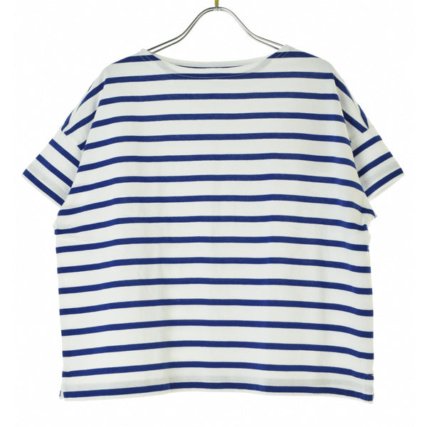無印良品 太番手 天竺編み ボートネックTシャツ ボーダー