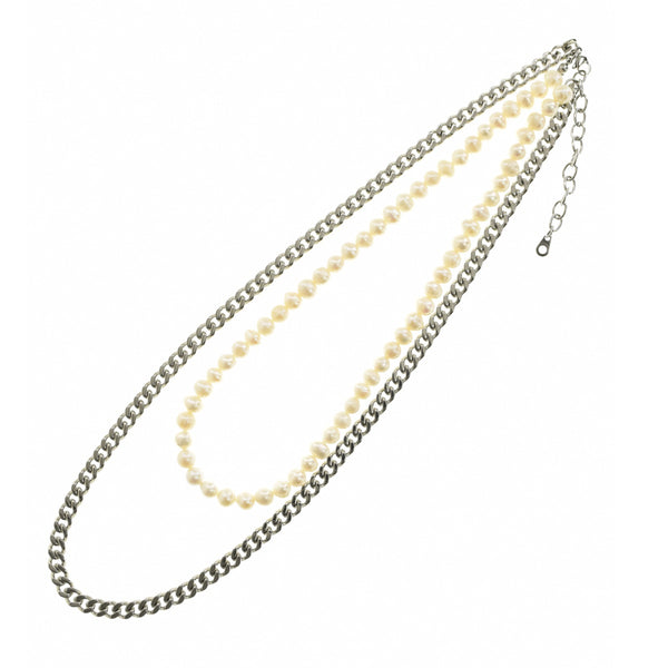 Chains Pro Dainty Choker Cuban Chain with Pearl パールデザインチェーン