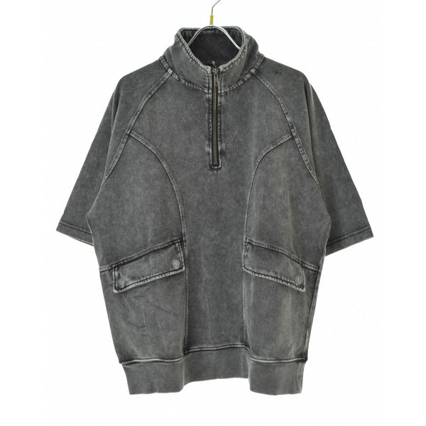 CLEL CLEsc1116 Vintage Design Short Sleeve Half Zip T-shirts