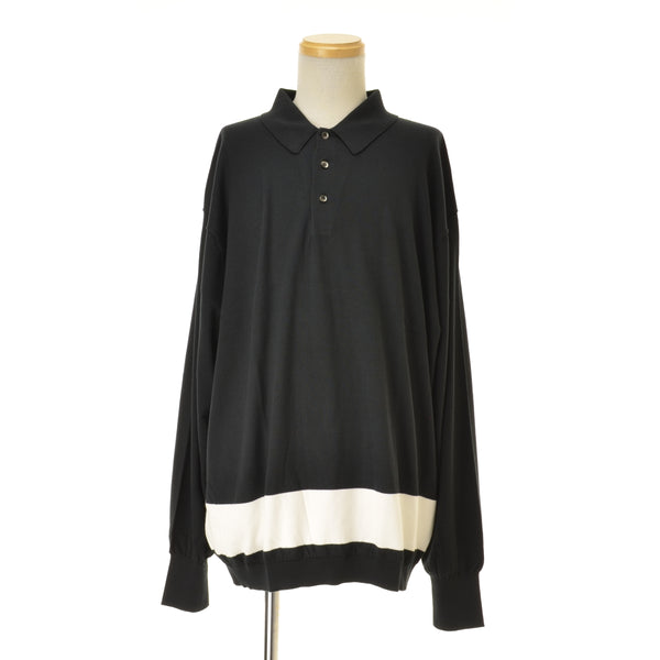 SEQUEL SQ-26SS-KN-03 KNIT POLO LONG SLEEVE BLACK コットンニット