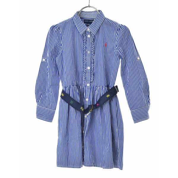 RALPH LAUREN ベルト付 フリルストライプシャツ
