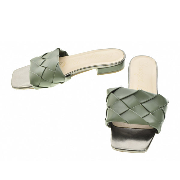 Bridget Birkin 522303 編込み メッシュローヒールミュール