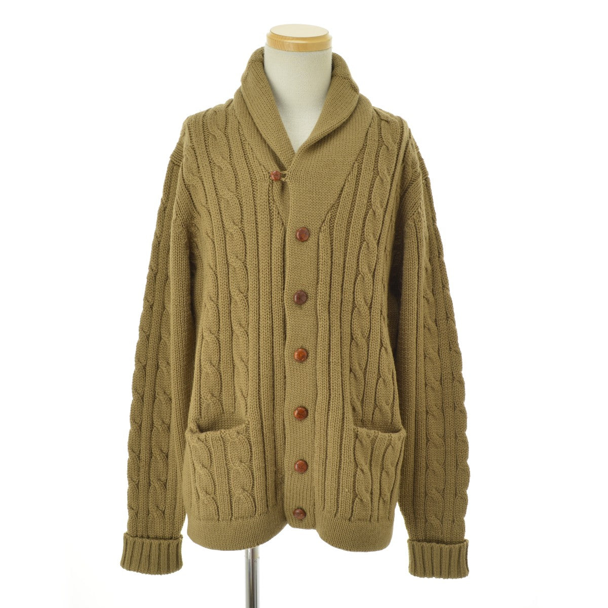 LANDS'END ショールカラーウールニット