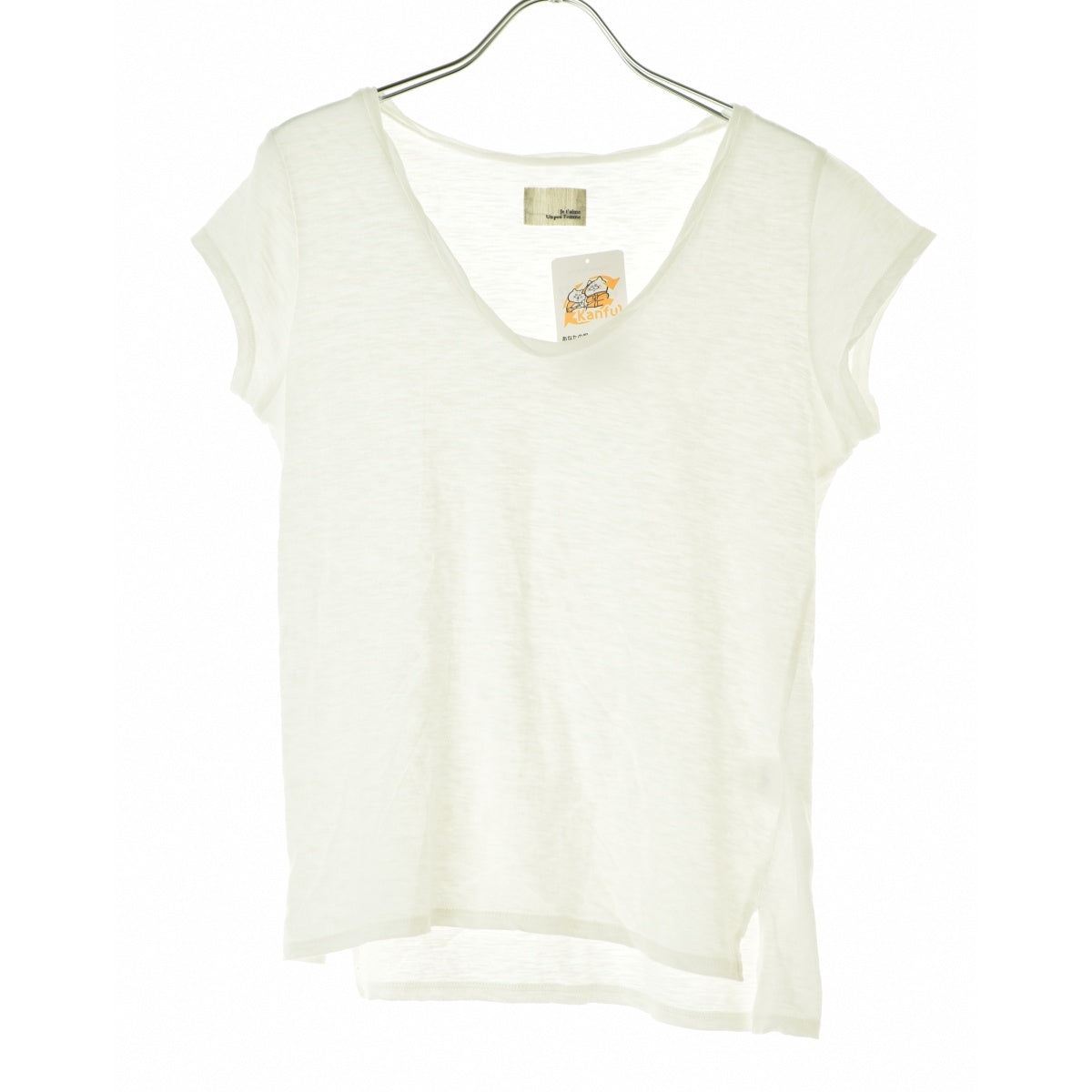 Unpeu Femme Je t'aime スラブVネックTシャツ