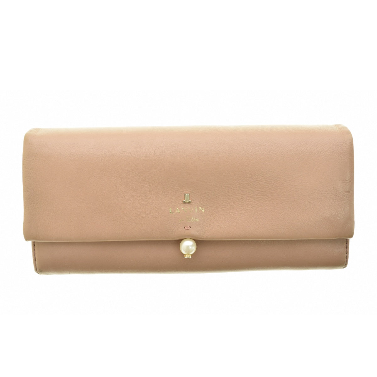 LANVIN en Bleu 480720 シャペル パール付きフラップ レザー長