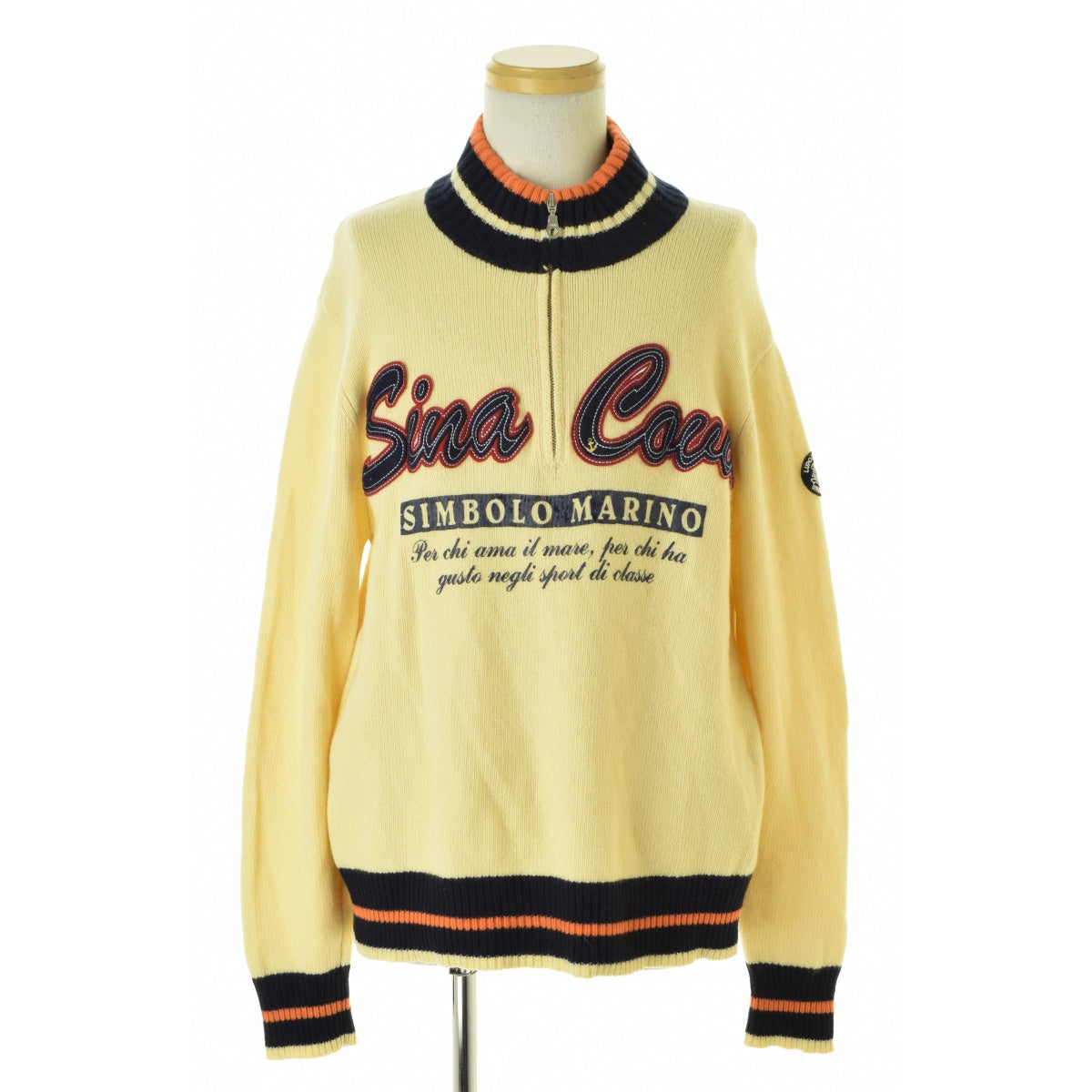SINA COVA ロゴワッペン ハーフジップ カシミヤ混ウール