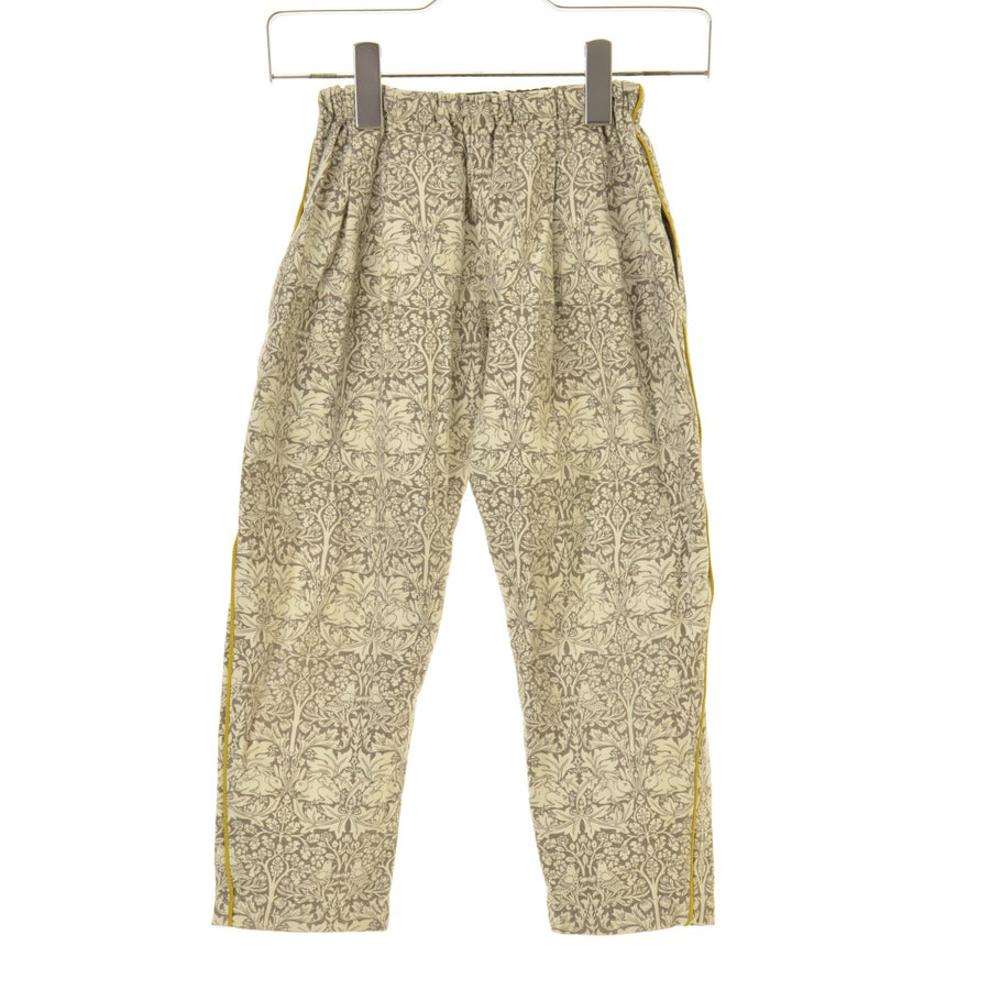 AU CLAIR DE LA LUNE PT-2324-2 tuck pants Morris rabbit ウィリアムモリス ラビット柄