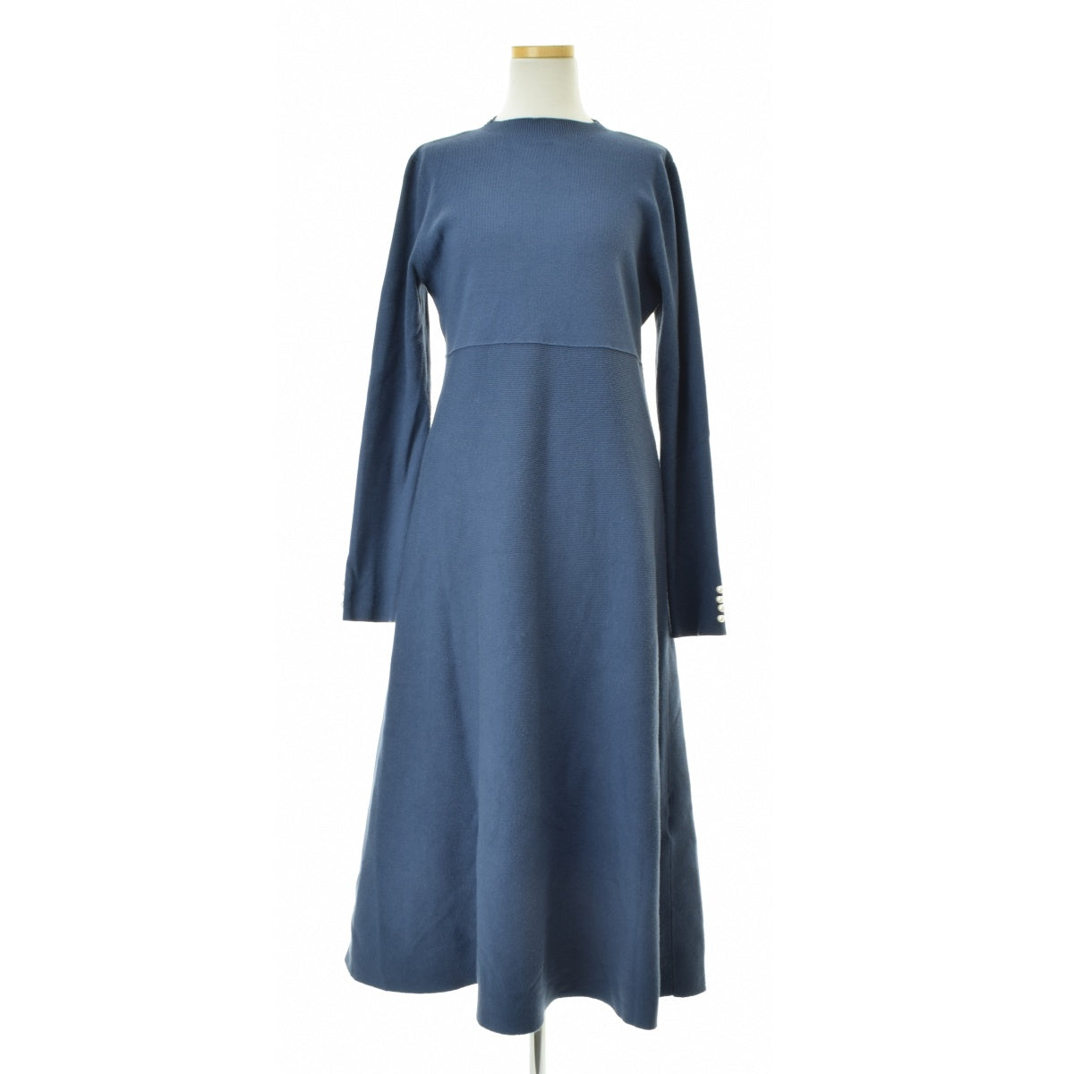 tocco closet 186-177307 袖口パール付きニットフレアワンピース ロング