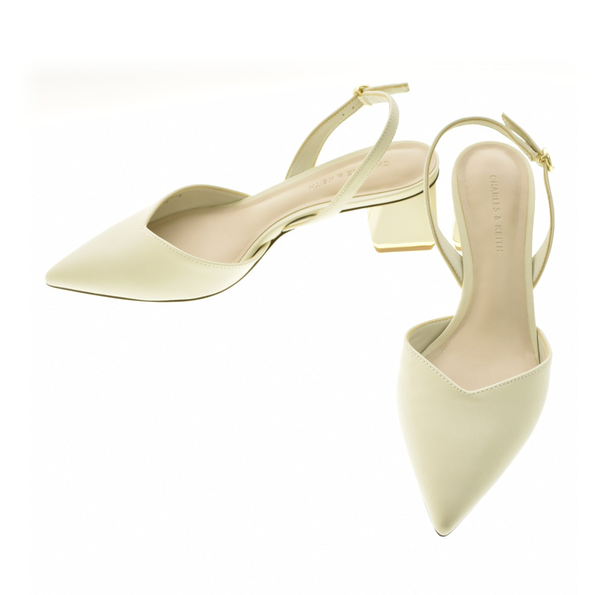 CHARLES&KEITH CHALK ポインテッドトゥ スリングバックパンプス