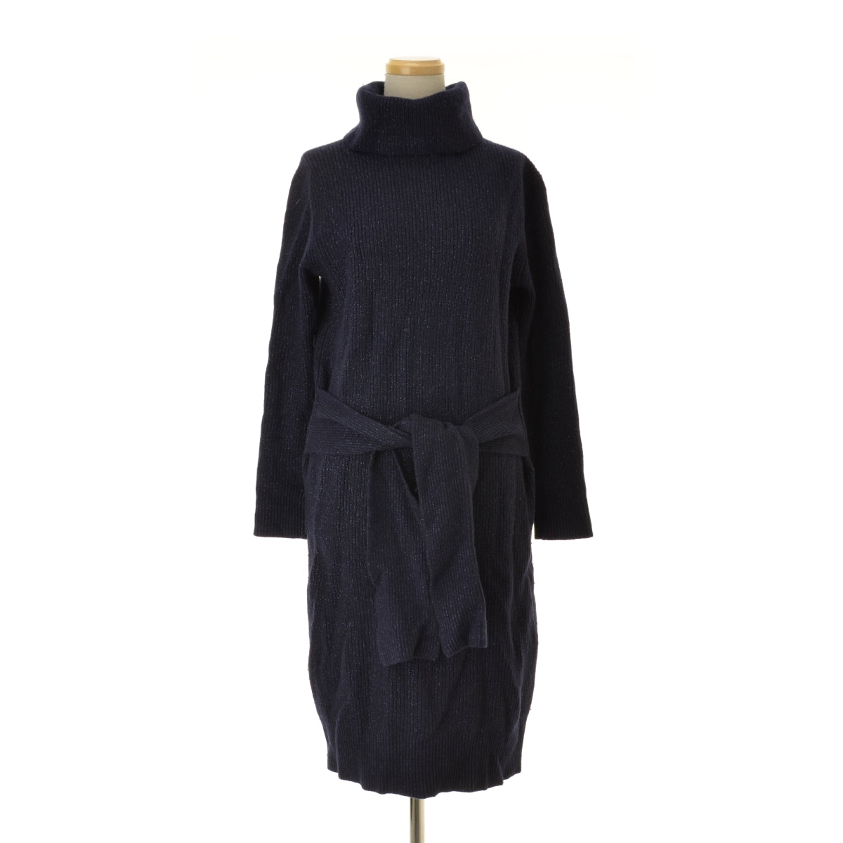 UNITED ARROWS BEAUTY & YOUTH 1626-123-3198 ラメアゼウエストリボンタートルネックニットワンピース