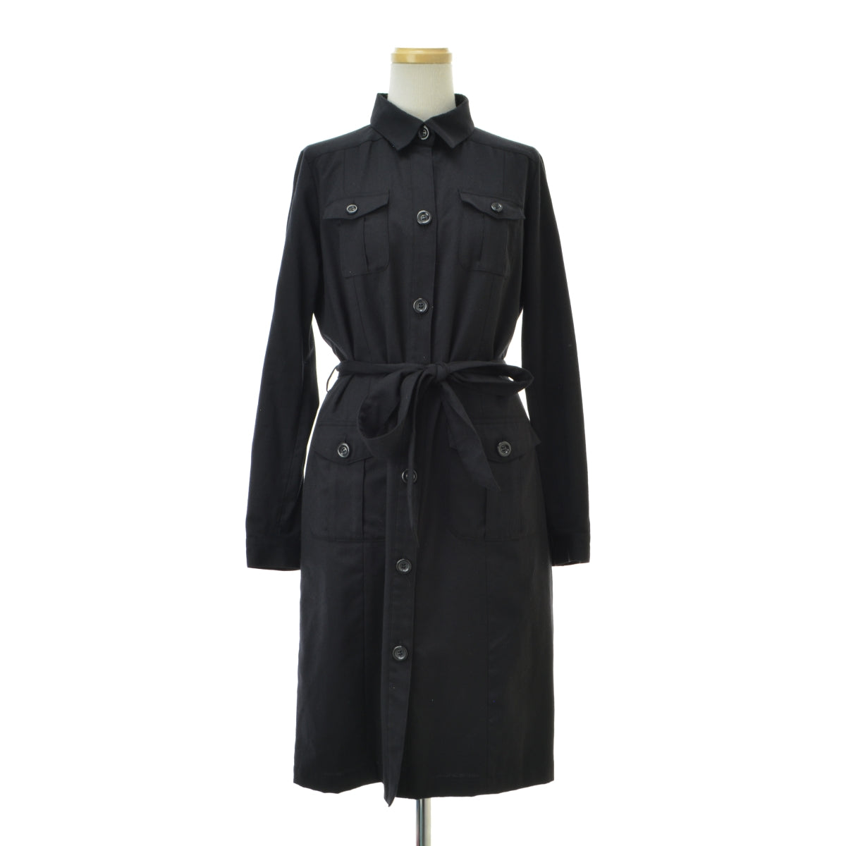 NOBLE SPICK AND SPAN カシミヤ混ウールシャツワンピース ロング