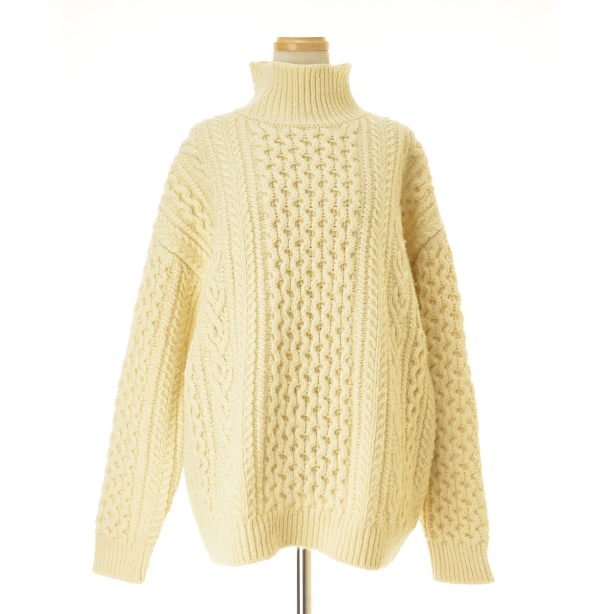 AURALEE A8AP04FM FRENCH MERINO ARAN KNIT TURTLE NECK BIG P/O