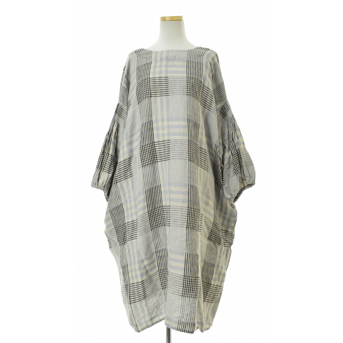 ADIEU TRISTESSE Conges payes リネンチェックワンピース ロング
