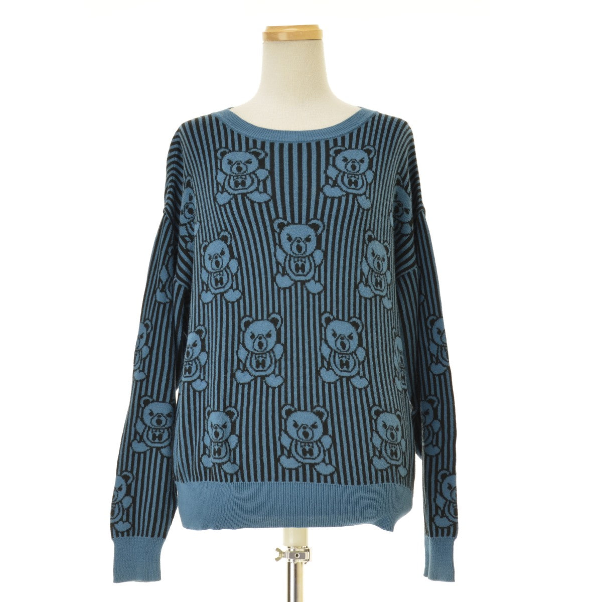 HYSTERIC GLAMOUR 01171NS02 HYSTERIC BEARストライプ プルオーバー ヒスベア ジャガード