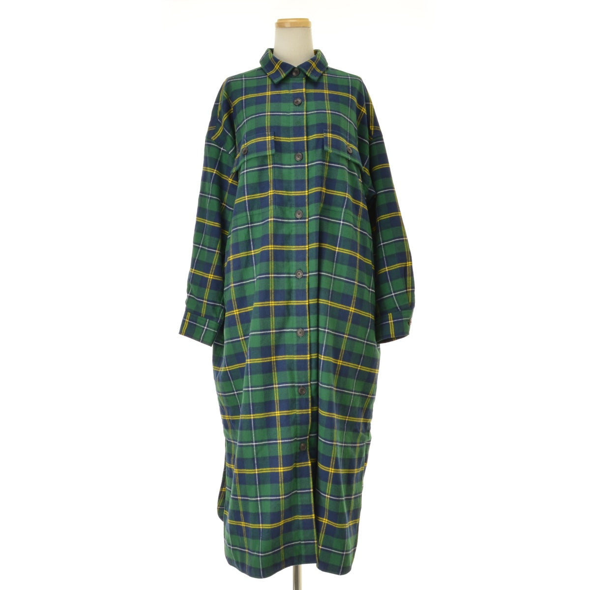 SHIPS any 724-56-0070 タータンチェックロングシャツワンピース
