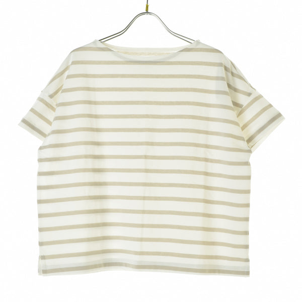無印良品 太番手 天竺編み ボートネックTシャツ ボーダー