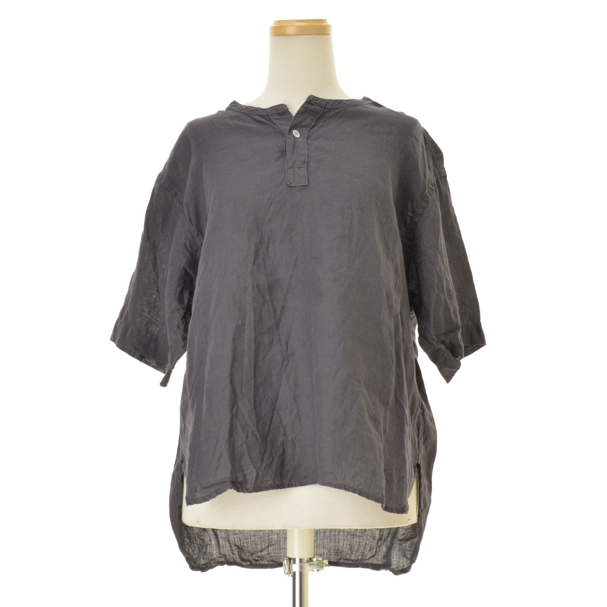 RINEN 26SS R39613 60/1リネンローン 半袖ヘンリーネックシャツ