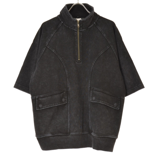 CLEL CLEsc1116 ヴィンテージデザイン半袖ハーフジップTシャツ