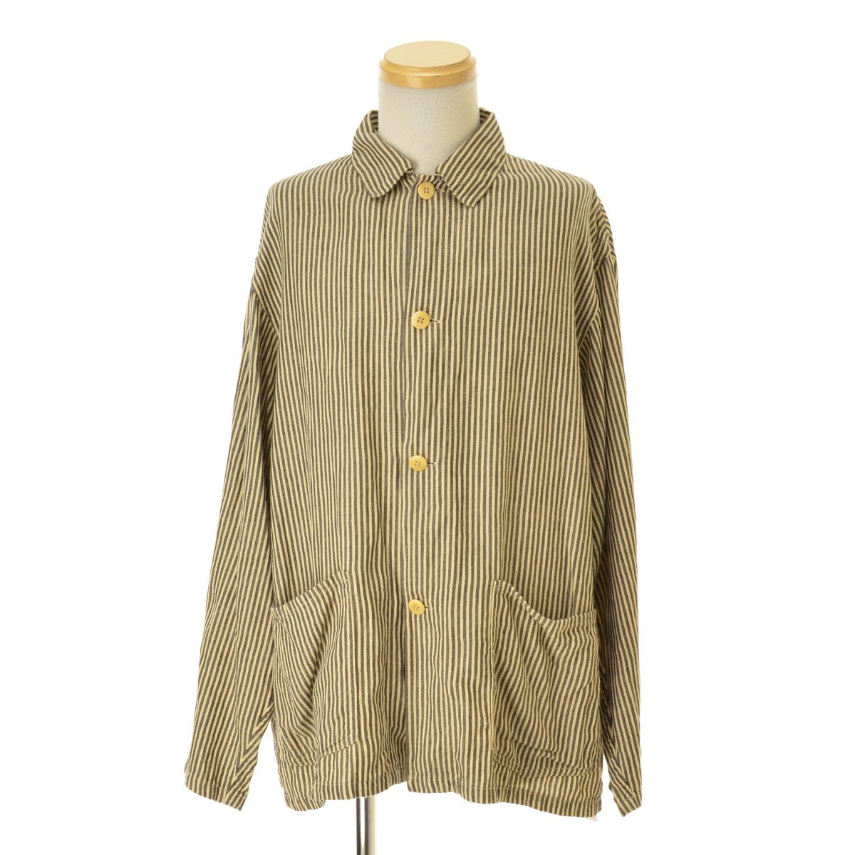 COMOLI V01-01024 stripe work jacket ストライプ ワークジャケット