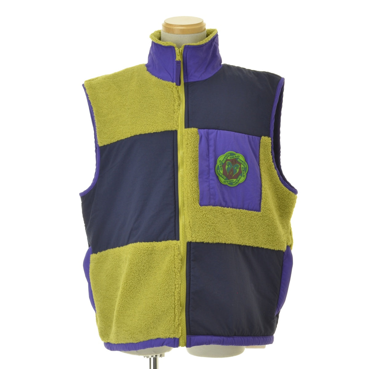 Brain Dead PANELED FIELD VEST - NAVY/LIME
