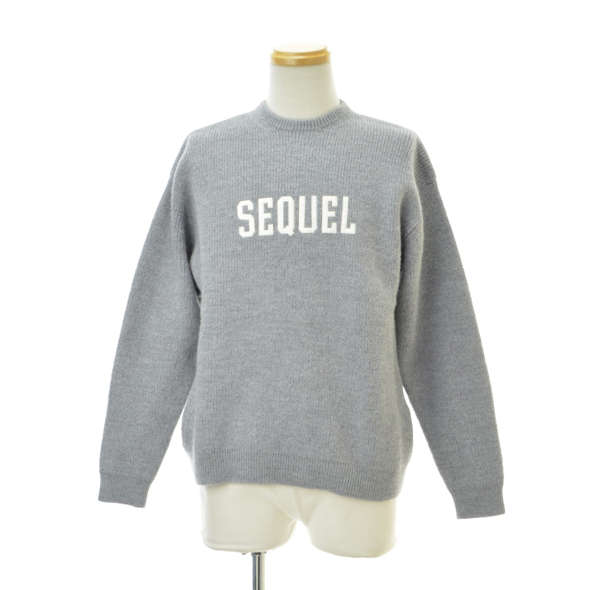 SEQUEL SQ-23AW-KN-04 LOW GAUGE CREW NECK KNIT GRAY ウール