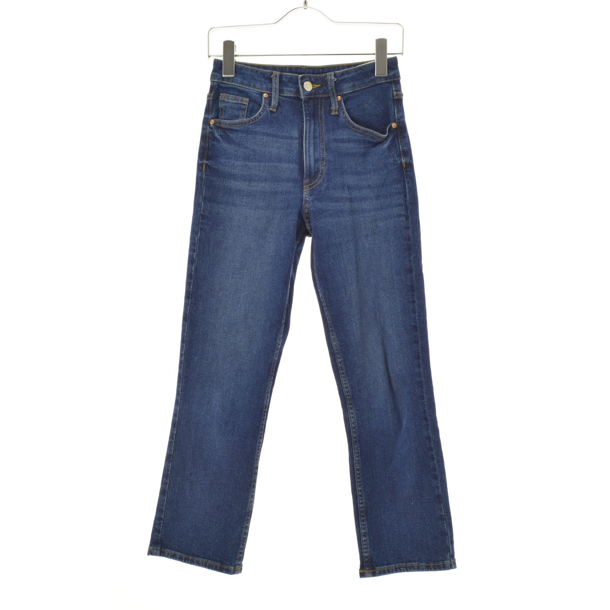 H&M &DENIM STRAIGHT HIGH WAIST ANKLE LENGTH USED加工