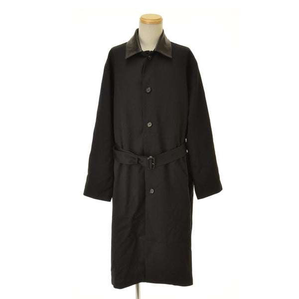 AURALEE A25SC01MC LIGHT WOOL MAX GABARDINE CHAMBRAY SOUTEIN COLLAR COAT