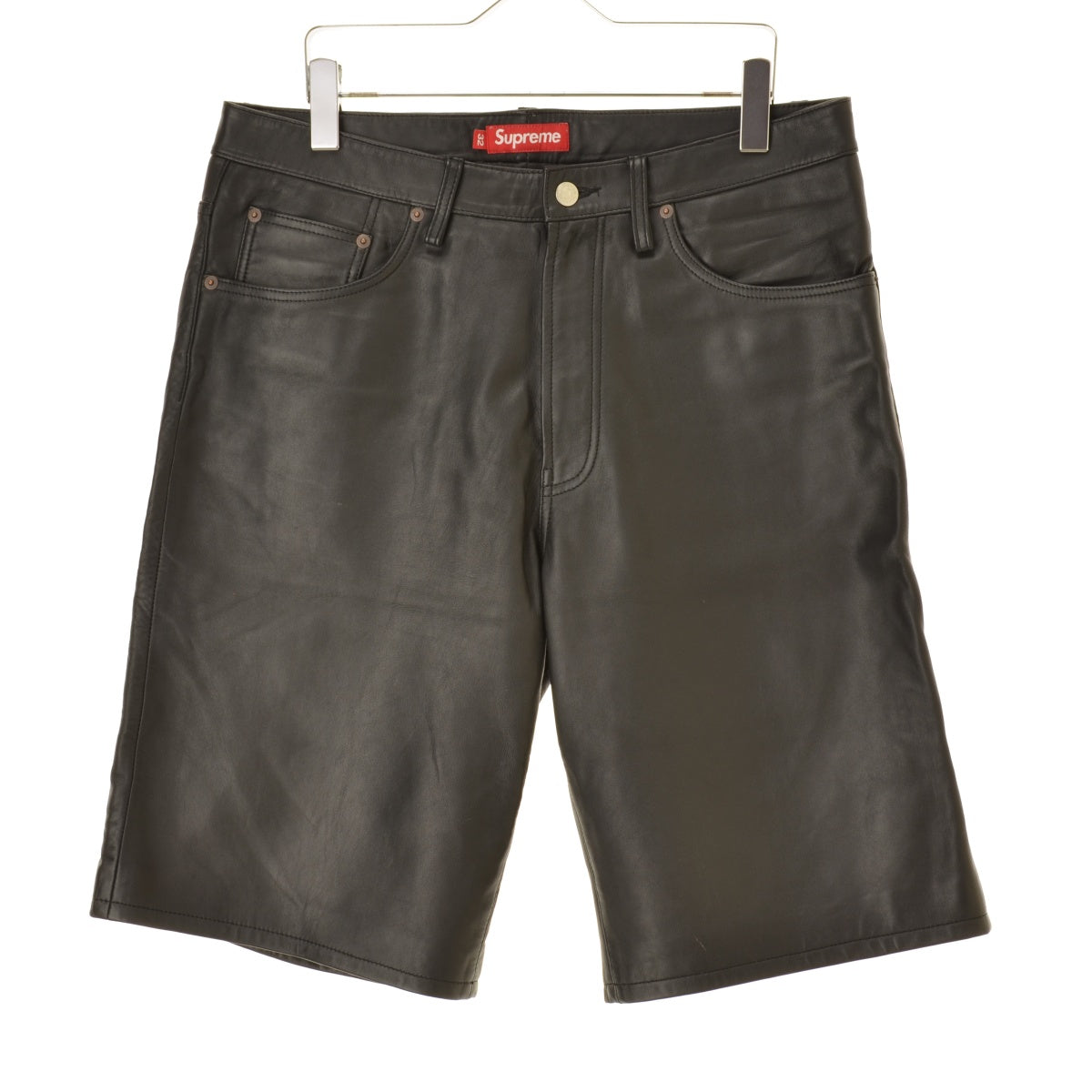 SUPREME 25SS Baggy Leather Short Black