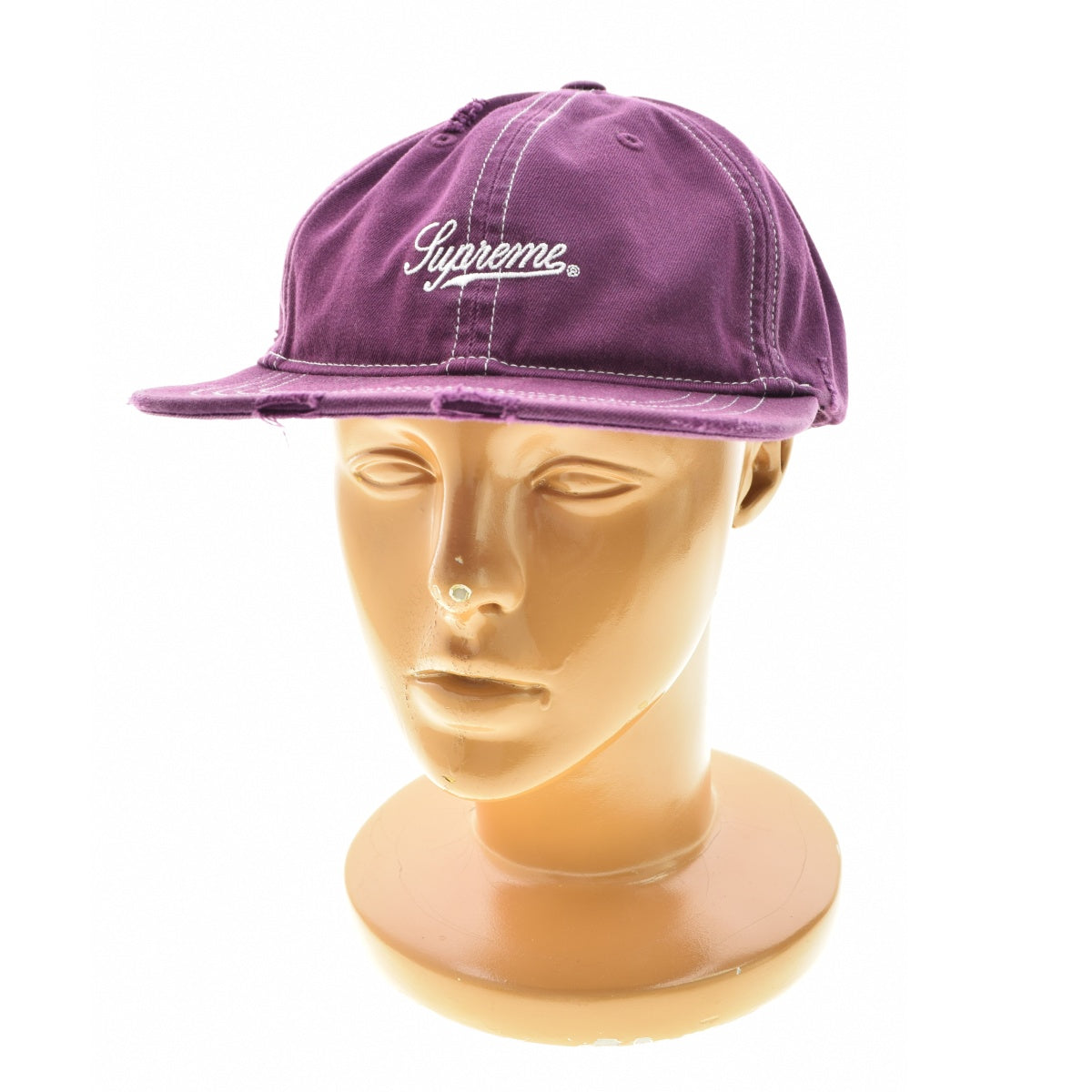 SUPREME 25AW Distressed Script 6-Panel Dark Purple