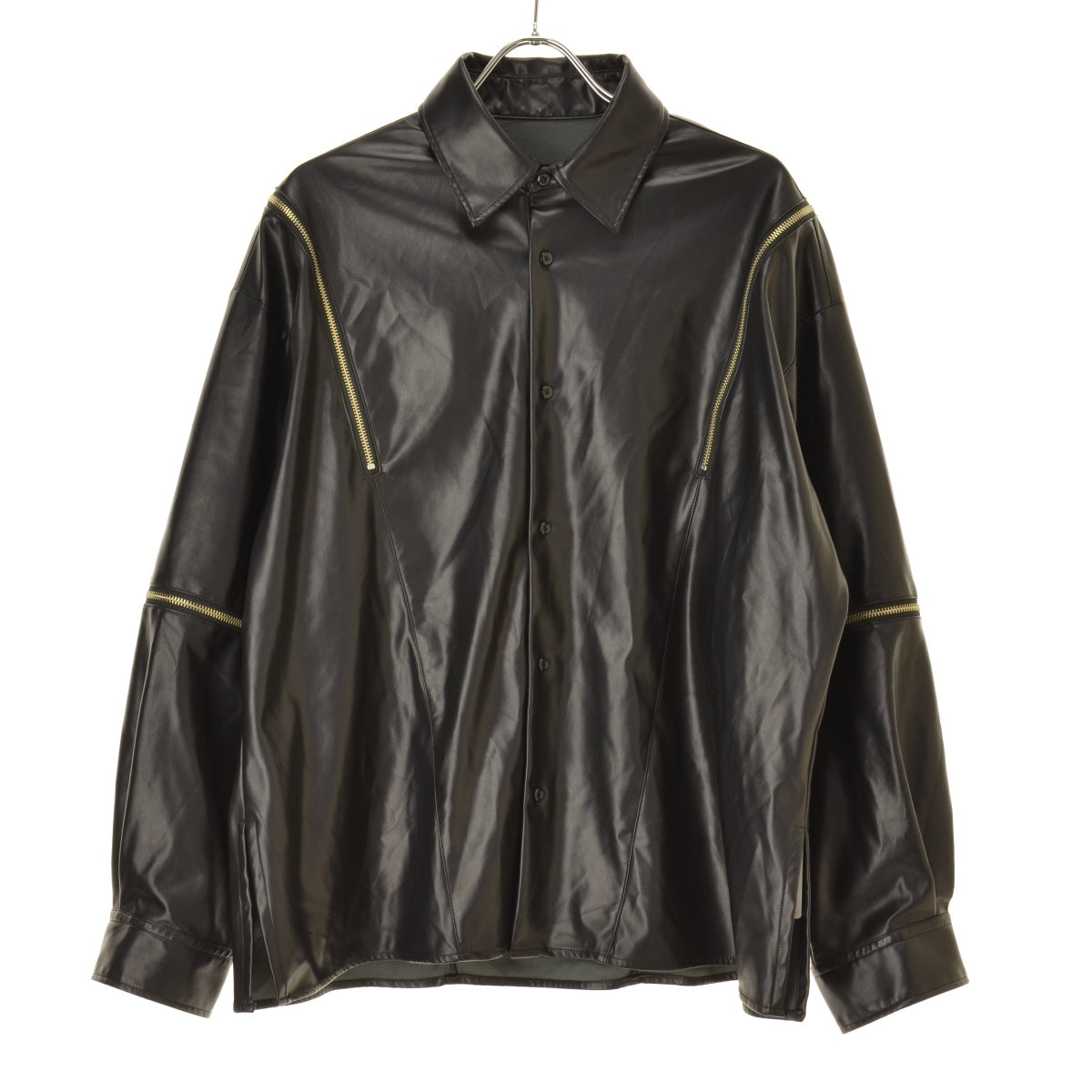 HARE 144174 2WAY-ZIPスリットシャツ フェイクレザー