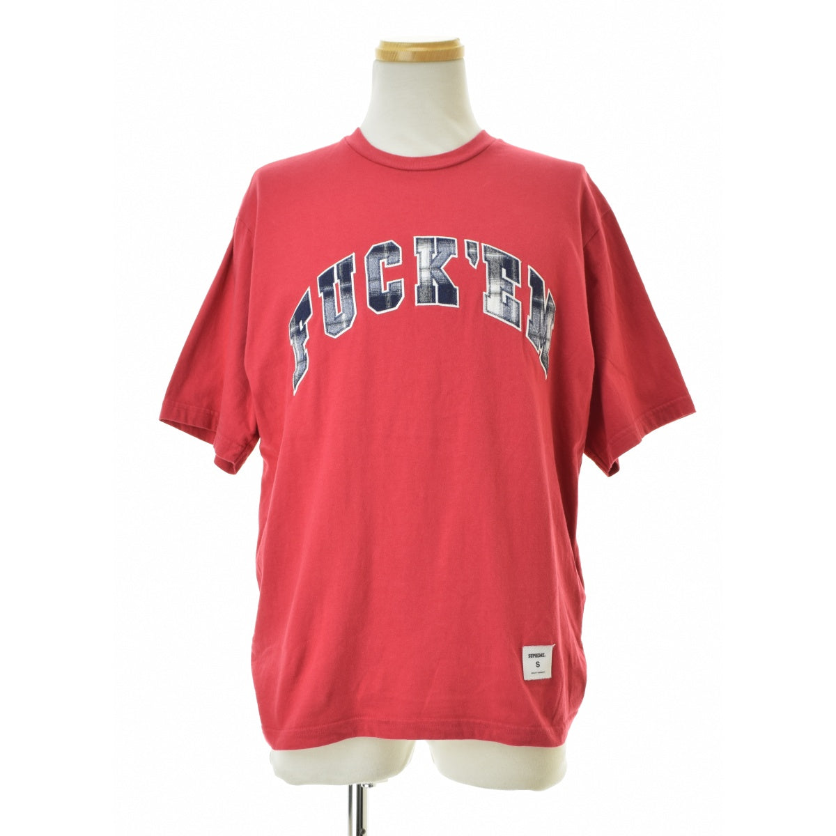 SUPREME 26SS Fuck Em Plaid S/S Top Red
