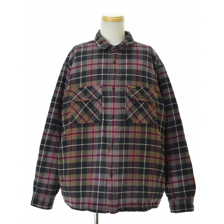 SUPREME 24AW Quilted Plaid Shirt Grey