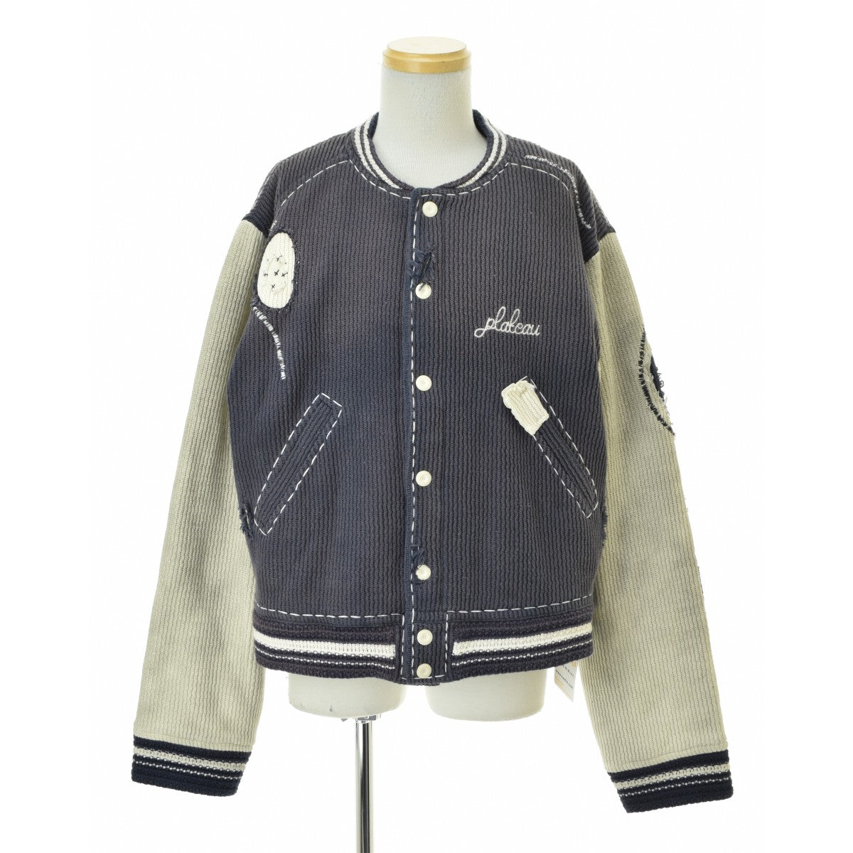 PLATEAU STUDIO Pla25awj01-1 Knitted stitch Varsity jkt