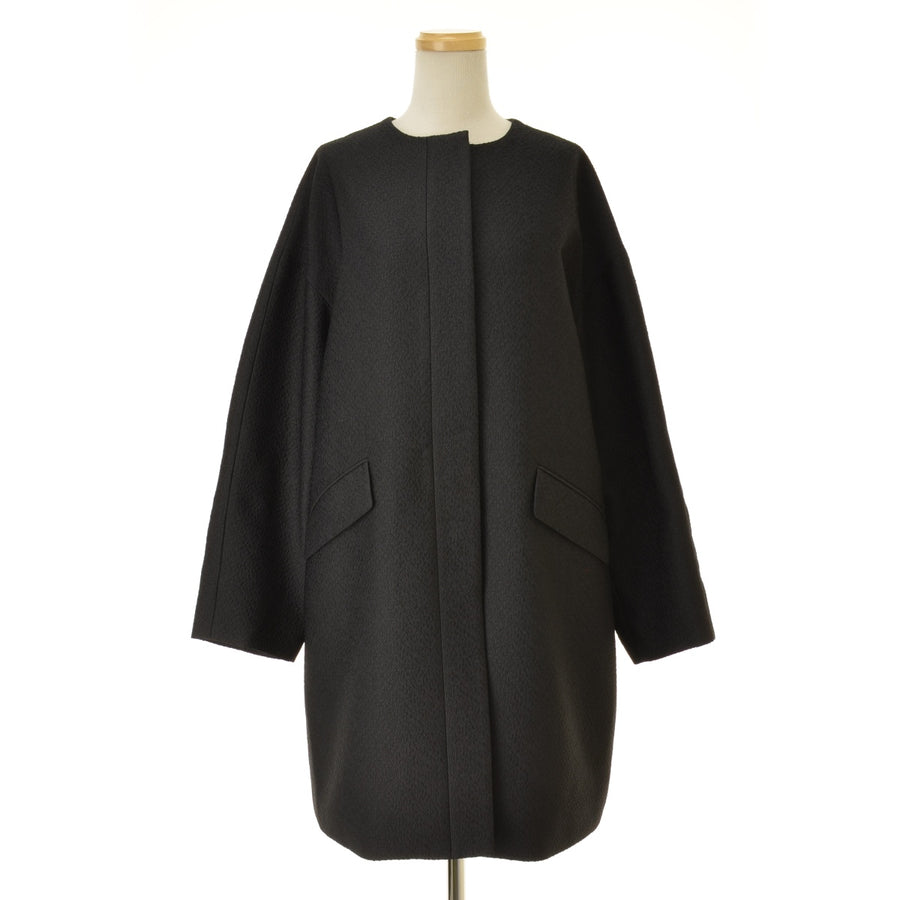 theory luxe 03-6109600 Blanc Harris Coat ジャガードノーカラーミディコート - Harris - Blanc