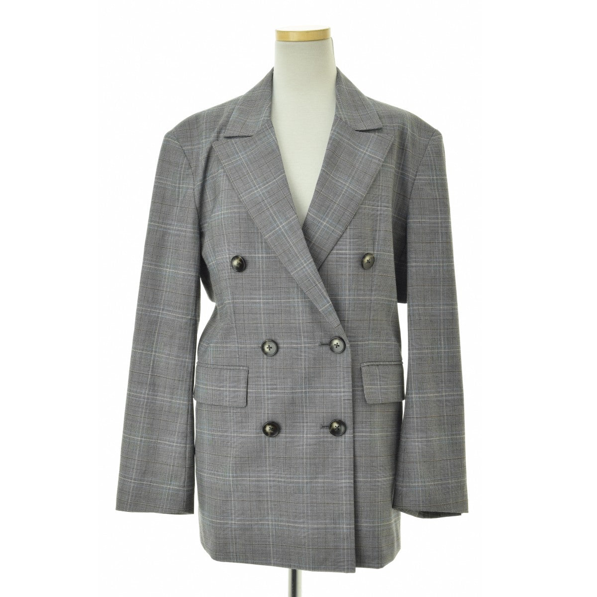 LANVIN en Bleu 3386202 フレンチェック オープンバックテーラード