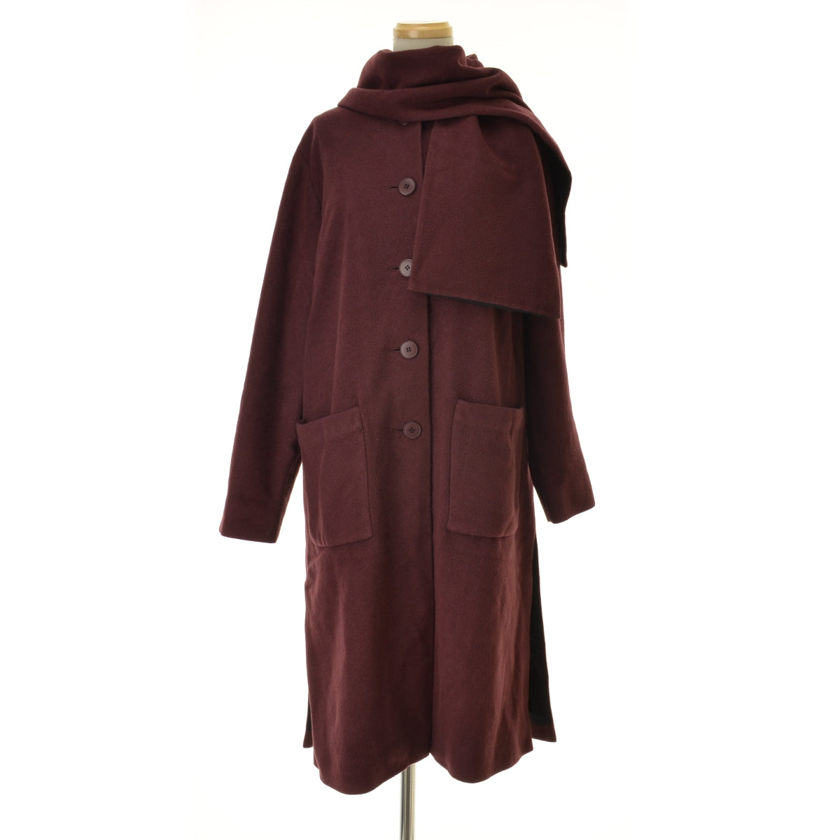 agnes b. UK85 MANTEAU ウールマフラー付 ノーカラー