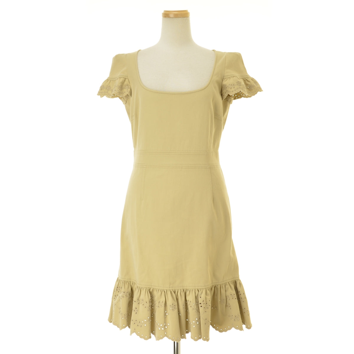 RED VALENTINO CROVS8A5-V11855R スカラップ ペプラム ドレス