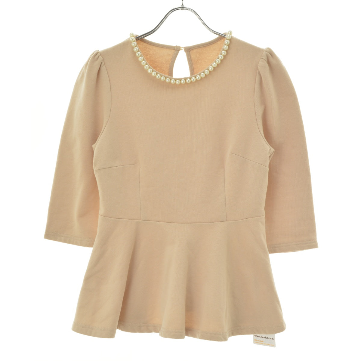 tocco closet 186-178319 roniez パール付ペプラム裏毛トップス