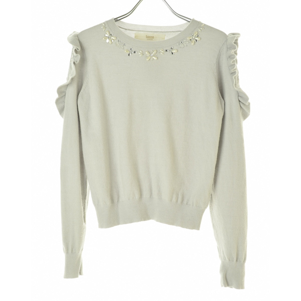 tocco closet 186-118912 cilavis 肩透けレース切替ビジューネックプルオーバー