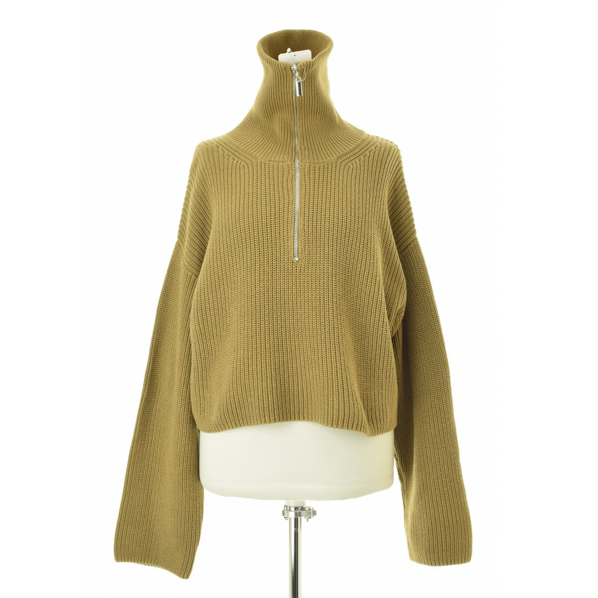 OVAL SQUARE oval square Want half zip knit ハーフジップクロップドニット