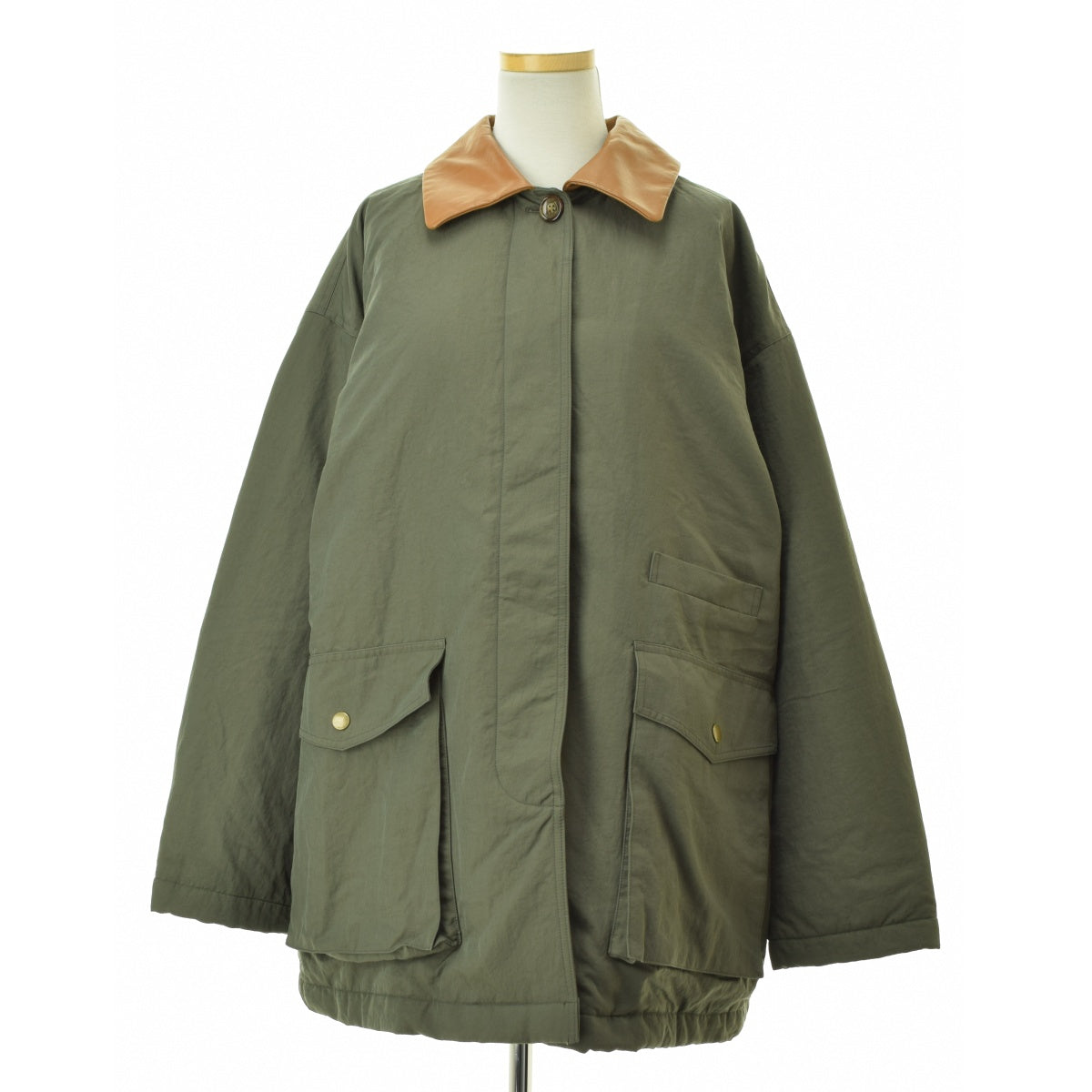 6 (ROKU) UNITED ARROWS 8625-199-0409 ナイロン レザーカラー コート