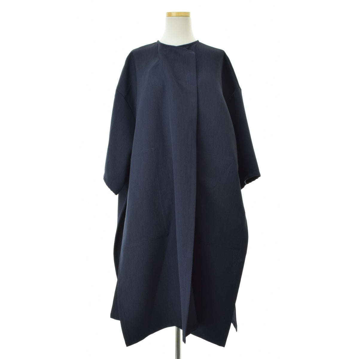 mizuiro-ind ダブルクロスウェザー ノーカラー ハーフスリーブ七分袖