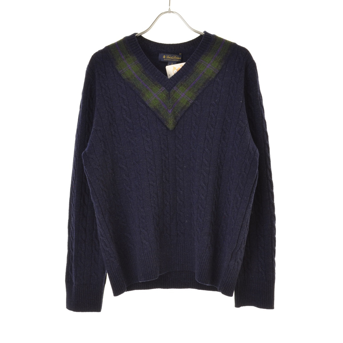 BROOKS BROTHERS SCOTTISH LAMBS WOOL ケーブル Vネック