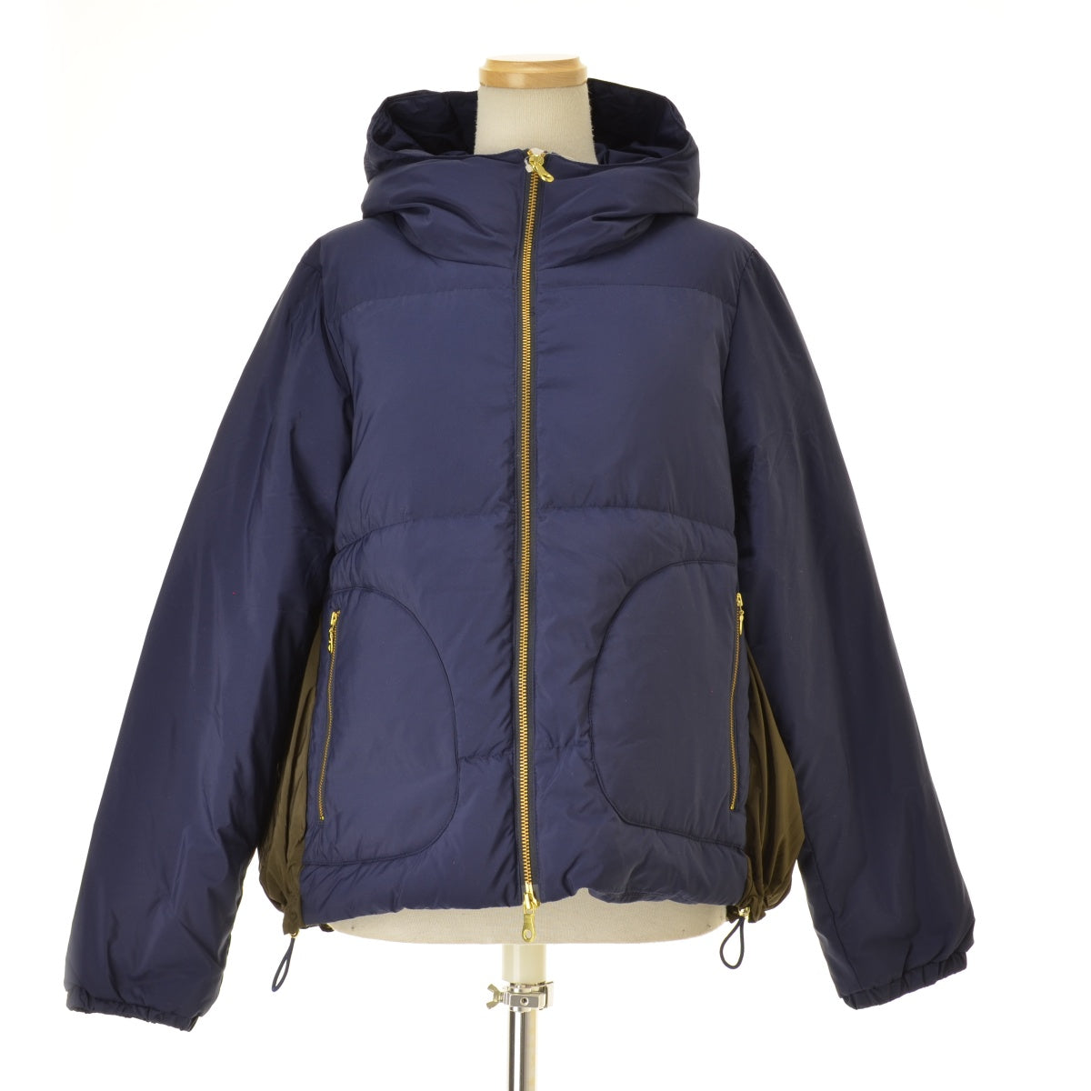 QTUME 052-24578 バイカラーショートダウンコート