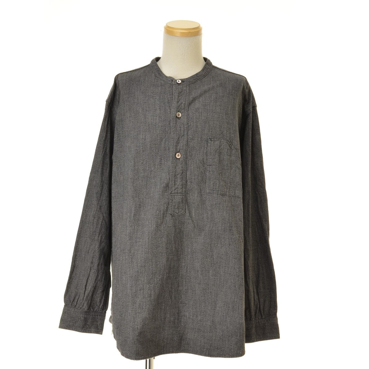 POST O'ALLS 1203-GC Band Collar Shirt grey covert バンドカラー 黒シャン プルオーバー