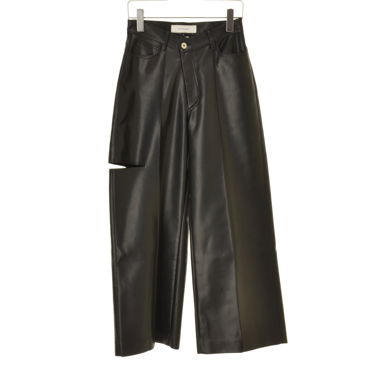 LE CIEL BLEU 25A68412 Leather V Waist Wide Pants シンセティックレザー
