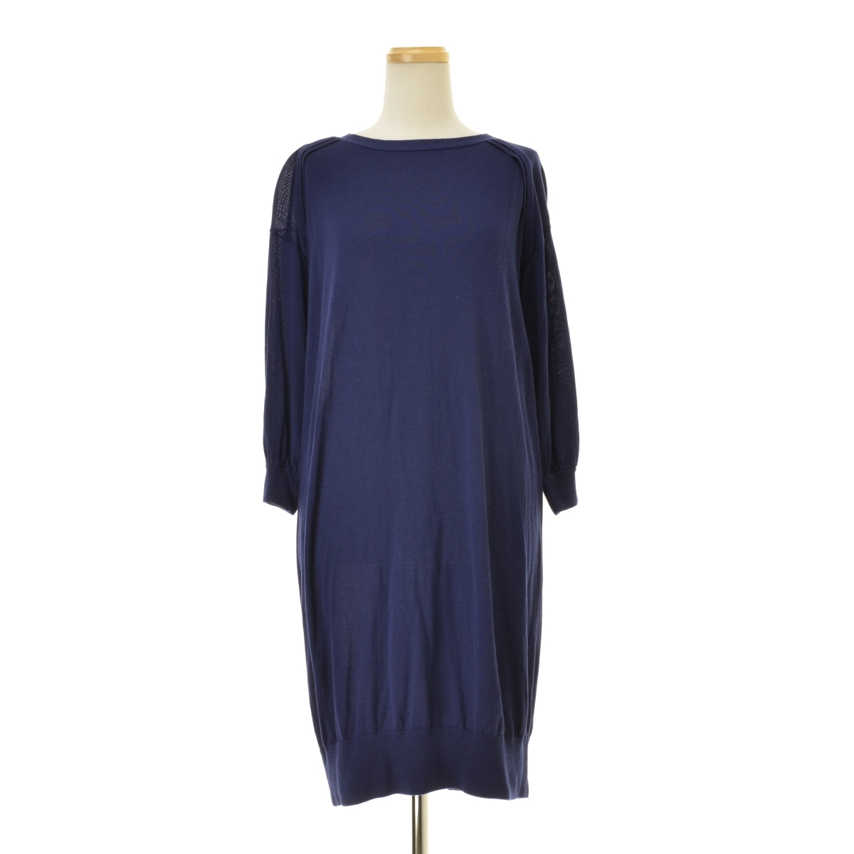 LANVIN en Bleu バックリボン レース切替