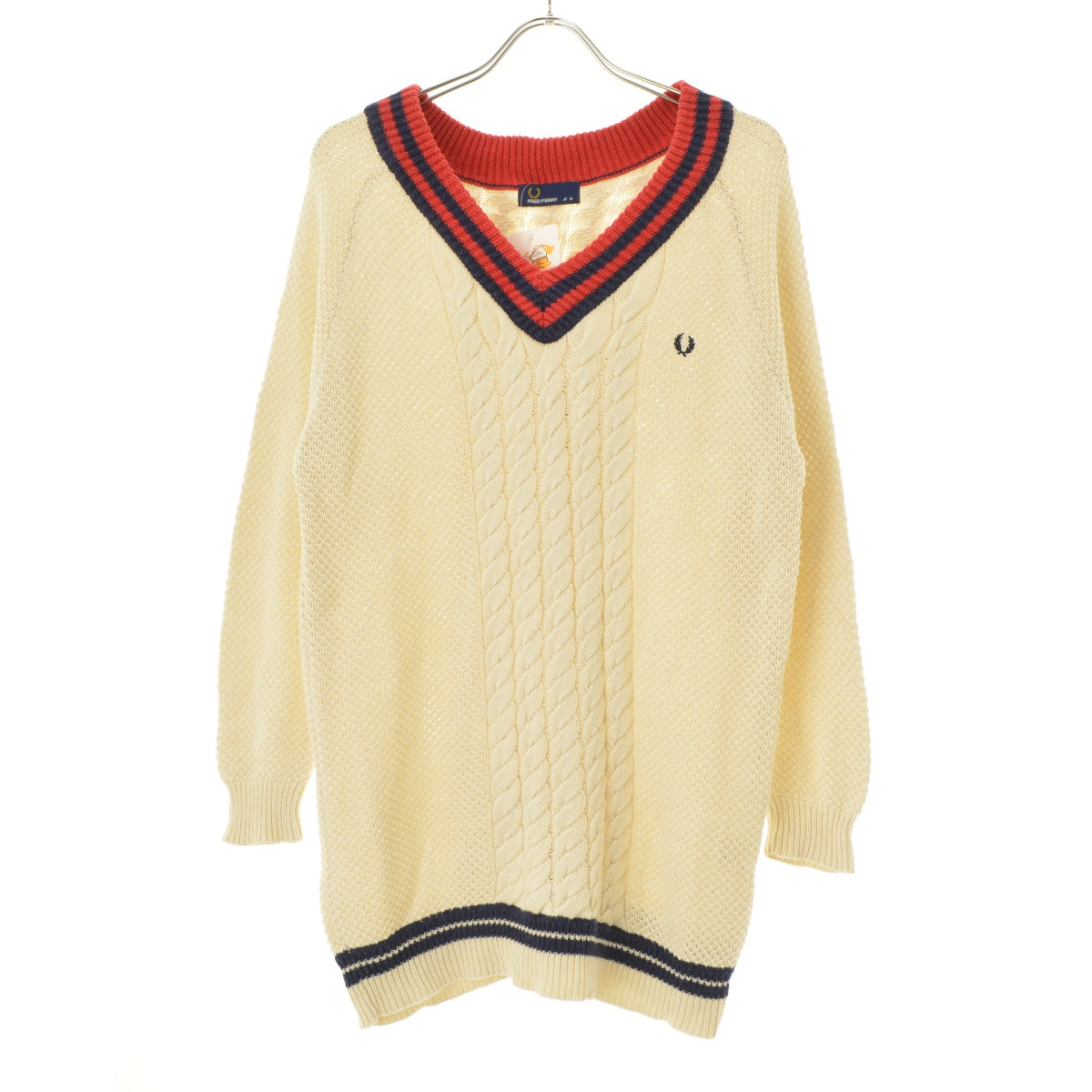 FRED PERRY F7075 コットンリネン ケーブル Vネック