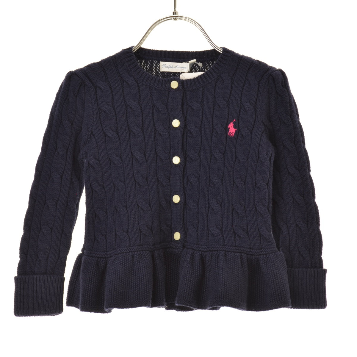POLO RALPH LAUREN ポニー刺繡 ケーブルニット 裾フリル