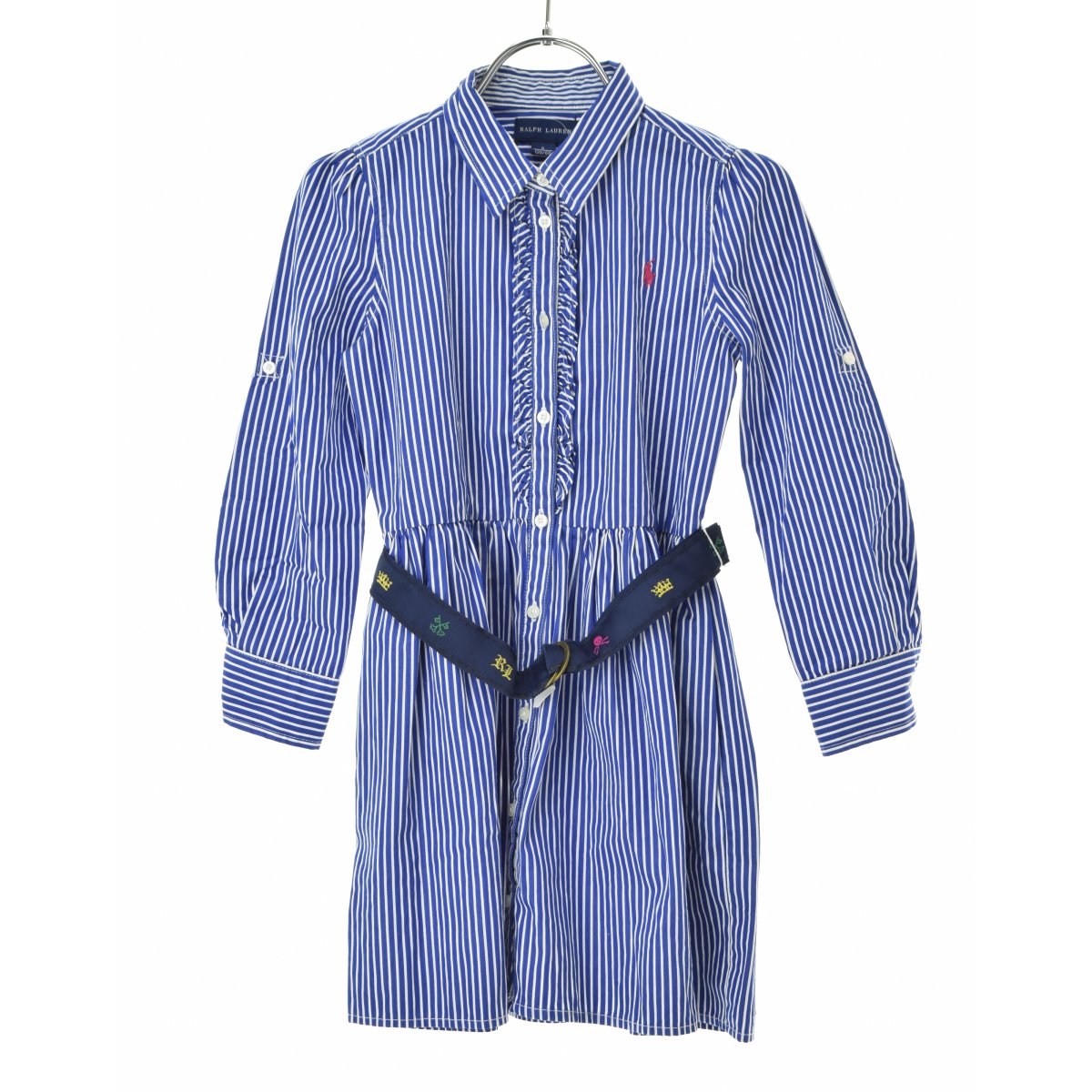 RALPH LAUREN ベルト付 フリルストライプシャツ